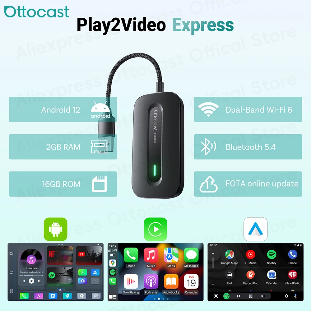 Car Accessories Youtube - OTTOCAST Play2Video Express Wireless CarPlay Wireless
