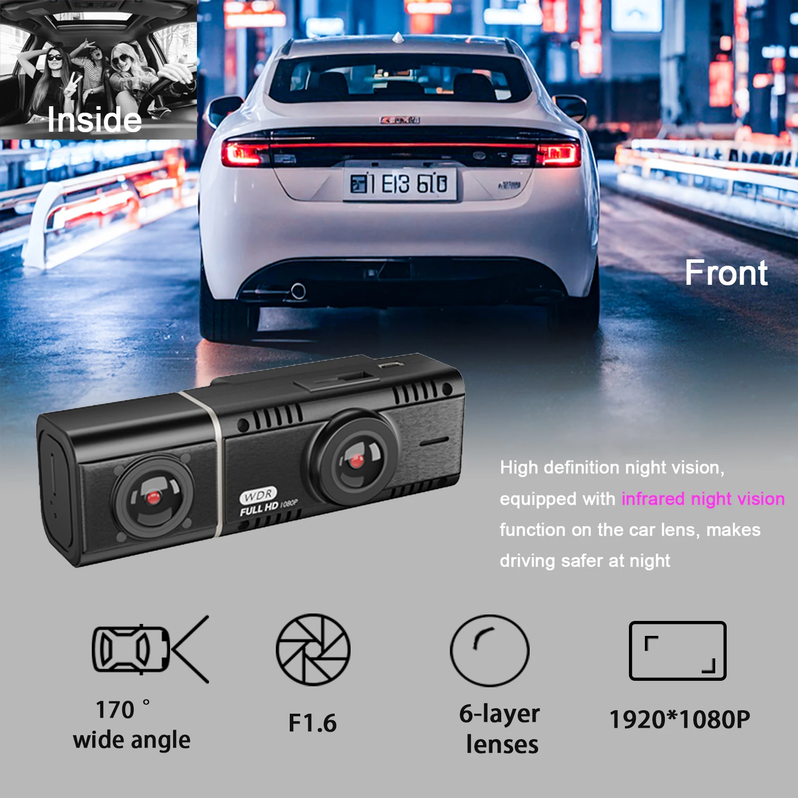 Car Dual Dash Cam Front and In - огляд і ціна Car Dash Cam