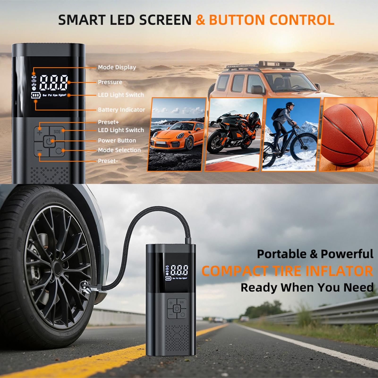 2 in1 Air Pump Portable Tire I - огляд і ціна Car Portable Tire Inflator
